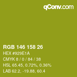 颜色代码: RGB 146 158 26 | qconv.com