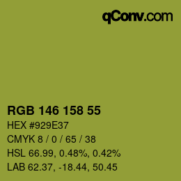 Color code: RGB 146 158 55 | qconv.com