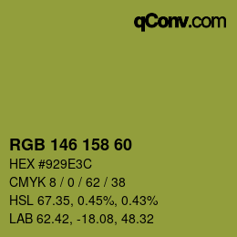カラーコード: RGB 146 158 60 | qconv.com
