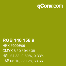 Color code: RGB 146 158 9 | qconv.com