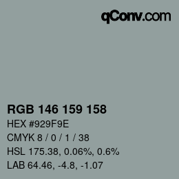 カラーコード: RGB 146 159 158 | qconv.com