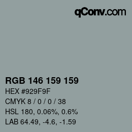 Color code: RGB 146 159 159 | qconv.com