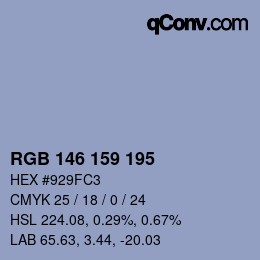Color code: RGB 146 159 195 | qconv.com