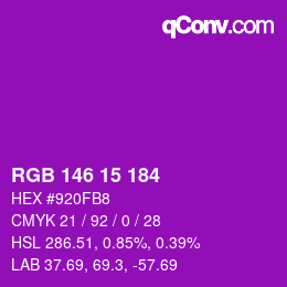Color code: RGB 146 15 184 | qconv.com