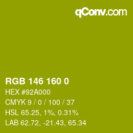 Color code: RGB 146 160 0 | qconv.com