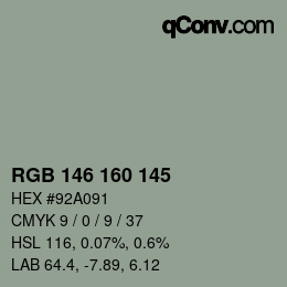 Color code: RGB 146 160 145 | qconv.com