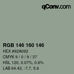 Color code: RGB 146 160 146 | qconv.com