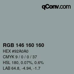 Color code: RGB 146 160 160 | qconv.com