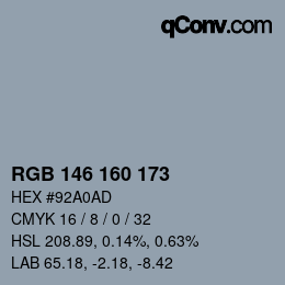 Color code: RGB 146 160 173 | qconv.com