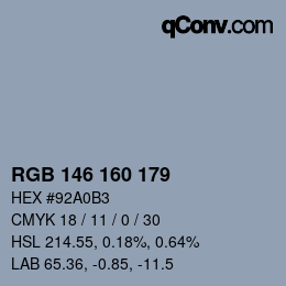 Color code: RGB 146 160 179 | qconv.com