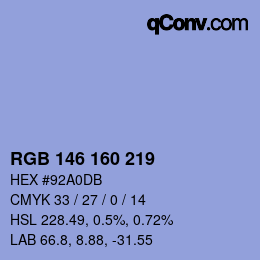 颜色代码: RGB 146 160 219 | qconv.com