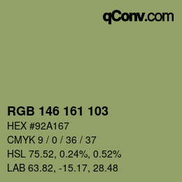 カラーコード: RGB 146 161 103 | qconv.com