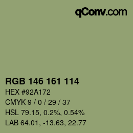 颜色代码: RGB 146 161 114 | qconv.com