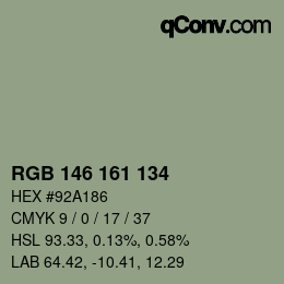 Color code: RGB 146 161 134 | qconv.com