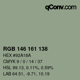 カラーコード: RGB 146 161 138 | qconv.com