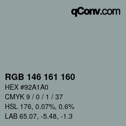 Color code: RGB 146 161 160 | qconv.com