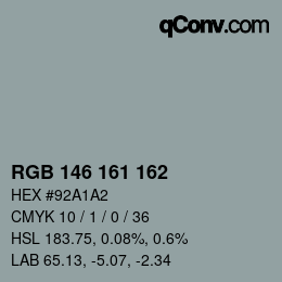 Color code: RGB 146 161 162 | qconv.com