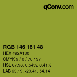 カラーコード: RGB 146 161 48 | qconv.com