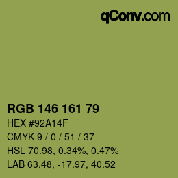 Código de color: RGB 146 161 79 | qconv.com