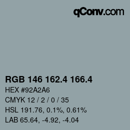 カラーコード: RGB 146 162.4 166.4 | qconv.com