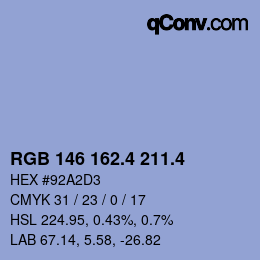 カラーコード: RGB 146 162.4 211.4 | qconv.com