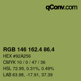 カラーコード: RGB 146 162.4 86.4 | qconv.com