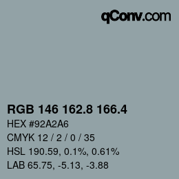カラーコード: RGB 146 162.8 166.4 | qconv.com