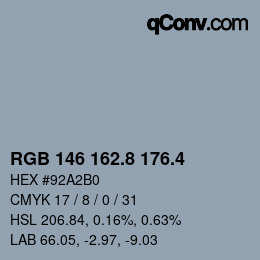 カラーコード: RGB 146 162.8 176.4 | qconv.com