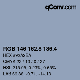 カラーコード: RGB 146 162.8 186.4 | qconv.com