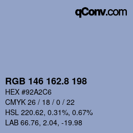 カラーコード: RGB 146 162.8 198 | qconv.com