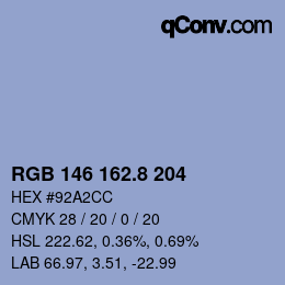 カラーコード: RGB 146 162.8 204 | qconv.com