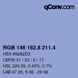 カラーコード: RGB 146 162.8 211.4 | qconv.com