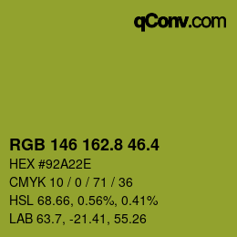 カラーコード: RGB 146 162.8 46.4 | qconv.com