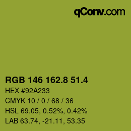 カラーコード: RGB 146 162.8 51.4 | qconv.com