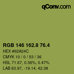カラーコード: RGB 146 162.8 76.4 | qconv.com