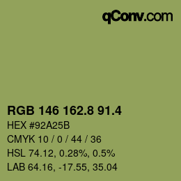 カラーコード: RGB 146 162.8 91.4 | qconv.com