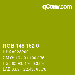 Color code: RGB 146 162 0 | qconv.com