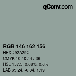 カラーコード: RGB 146 162 156 | qconv.com