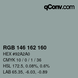 Farbcode: RGB 146 162 160 | qconv.com