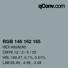颜色代码: RGB 146 162 165 | qconv.com