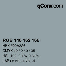 Color code: RGB 146 162 166 | qconv.com
