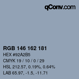 Color code: RGB 146 162 181 | qconv.com