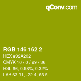 颜色代码: RGB 146 162 2 | qconv.com