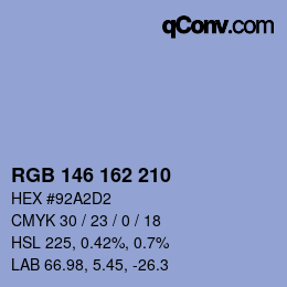 Color code: RGB 146 162 210 | qconv.com