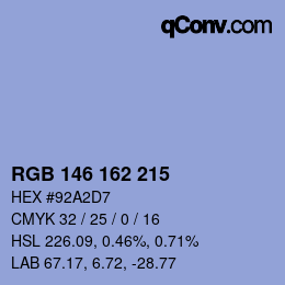 カラーコード: RGB 146 162 215 | qconv.com