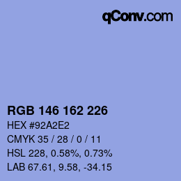 Color code: RGB 146 162 226 | qconv.com