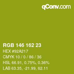 カラーコード: RGB 146 162 23 | qconv.com