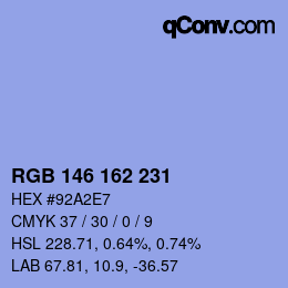 Color code: RGB 146 162 231 | qconv.com