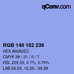 カラーコード: RGB 146 162 236 | qconv.com