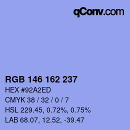 Color code: RGB 146 162 237 | qconv.com